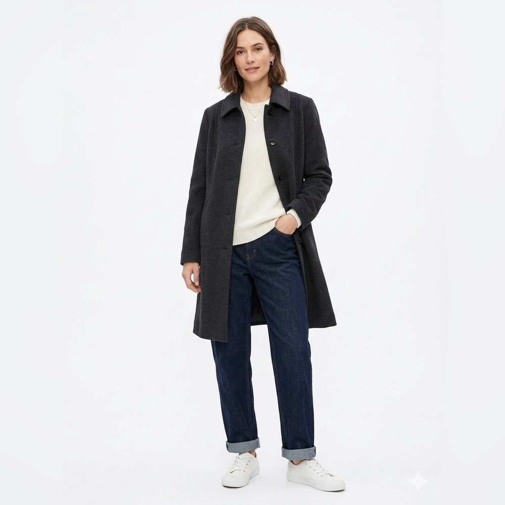 Jones New York Charcoal Wool Angora Blend Walking Coat Sz 8 Classic Winter Coat